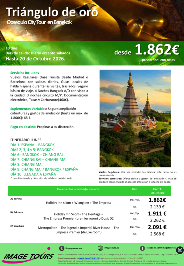 Tailandia: Triángulo de oro, 10 días con Obsequio City Tour en Bangkok desde 1.862 &euro; 