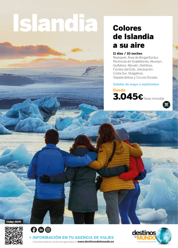??? Colores de Islandia a su aire 11 días / 10 noches diarias del 01 de abril al 30 sept 2026 desde 3.045 &euro; 