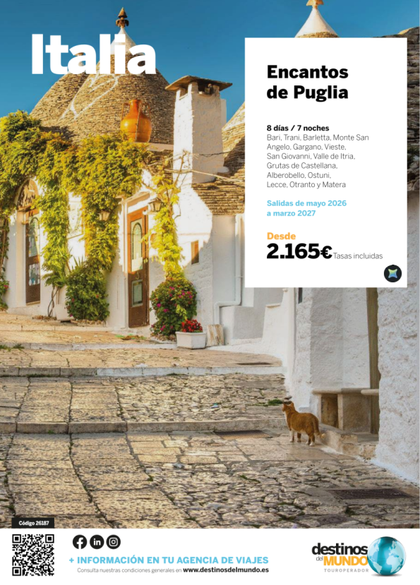 ??? Encantos de Puglia 8 días / 7 noches origen: mad, bcn, vlc, bio y agp desde 2.165 &euro; ???