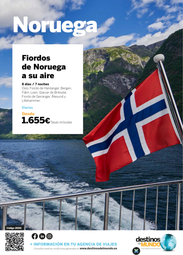 Fiordos de Noruega a su aire 8 días / 7 noches ?? origen: mad, bcn, vlc, bio y agp desde 1.655 &euro; ????