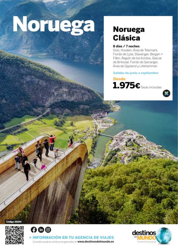 ???? Noruega Clásica 9 días / 8 noches origen: mad, bcn, vlc, bio y agp desde 1.975 &euro; ????