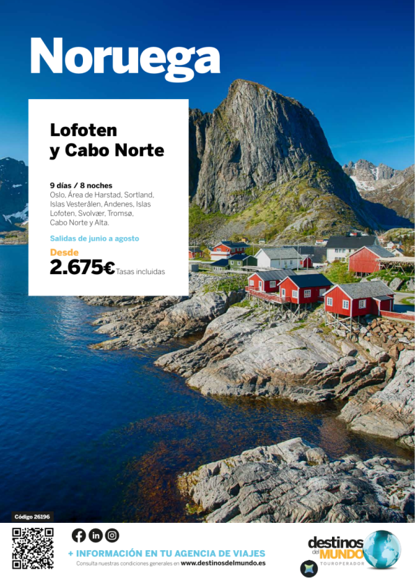 ?Noruega: ?? Lofoten y Cabo norte a su aire origen: mad, bcn, vlc, bio, agp y alc 9 d / 8 n desde 2.675 &euro; ?