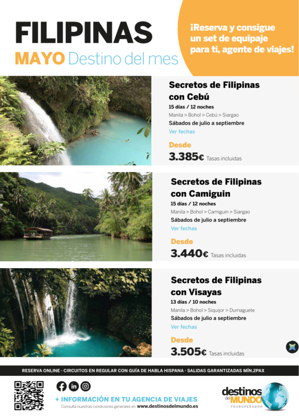 ???FILIPINAS - Destino del mes de Mayo ¡Reserva y consigue un set de equipaje para ti, agente de viajes!?