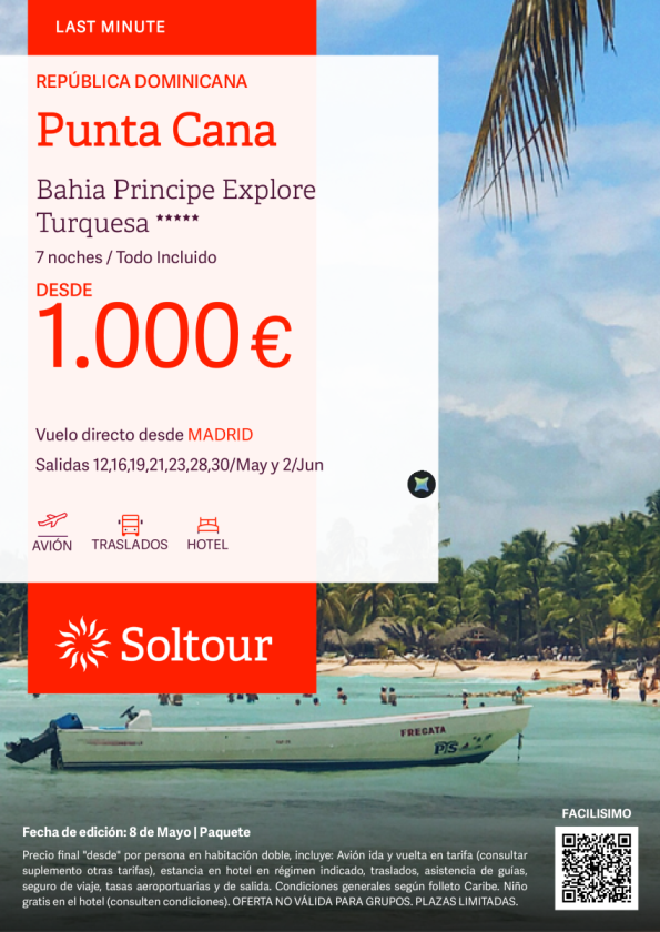 Punta Cana Last Minuto en Bahia Principe Explore Turquesa desde 1.000 &euro; , salidas 12, 16, 19, 21, 23, 28, 30 Mayo y 2 Junio desde Madrid