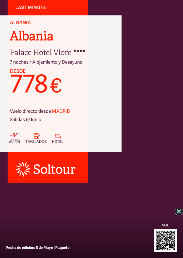 Albania Last Minute en Palace Hotel Vlore desde 778 &euro; , salida 6 Junio desde Madrid