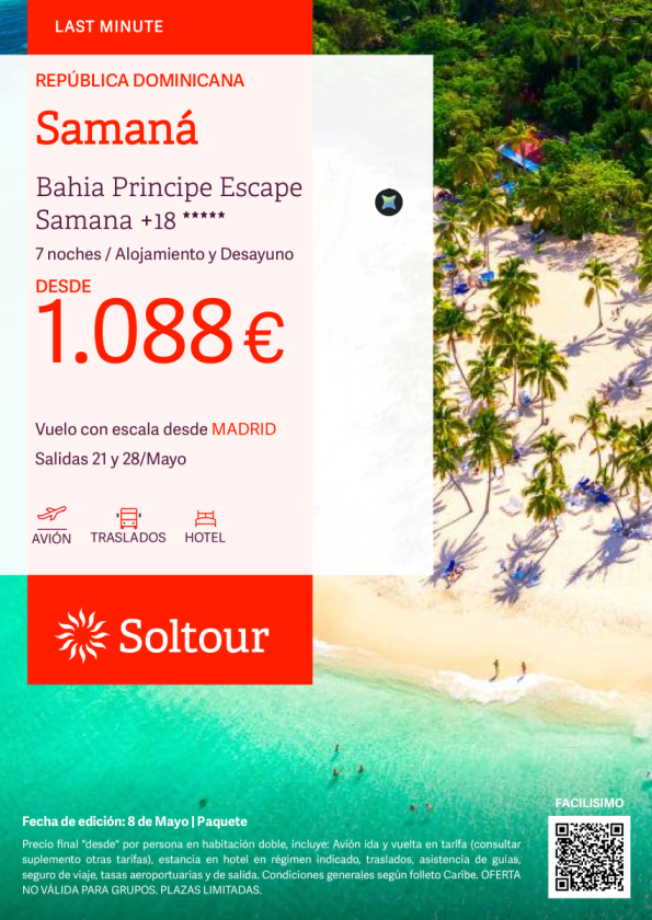 Samaná Last Minute en Bahia Principe Escape Samana desde 1.088 &euro; , salidas 21 y 28 Mayo desde Madrid
