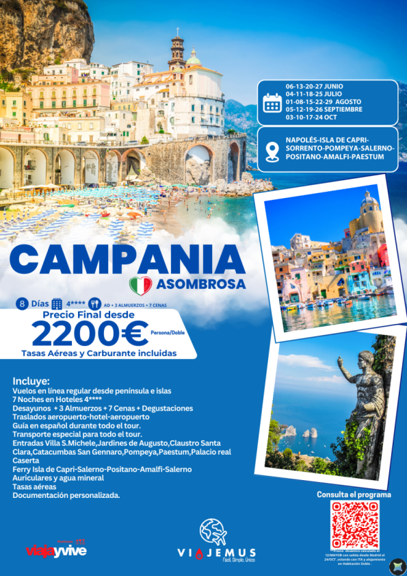 Campania. La magia de la Costa Amalfitana, la energía de Nápoles, Capri, Pompeya y una gastronomía  única
