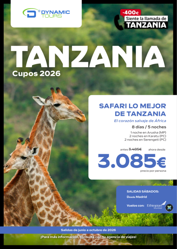 ?????????Siente la Llamada??400? de dto.? 3 &euro; .?4?8?5????ahora dsd 3.085 &euro; ?