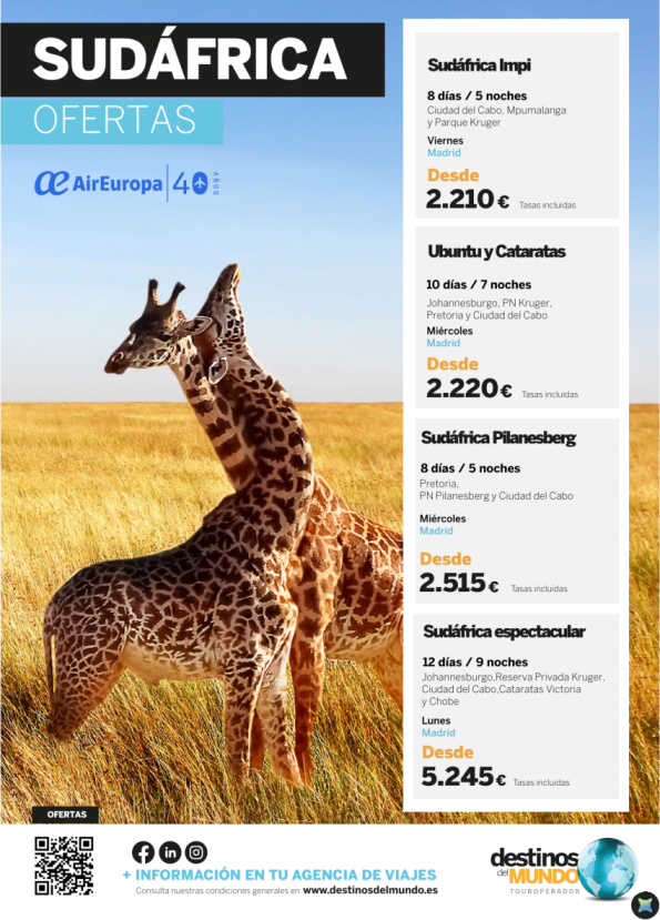 ??OFERTAS Sudáfrica UX 8 días  / 5 noches origen: Madrid salidas: lunes, miércoles y viernes desde 2.210 &euro; ?