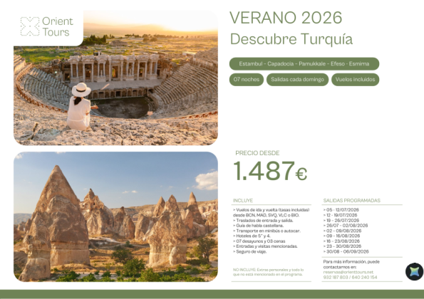 VERANO 2026 - Descubre Turquía 07 noches con vuelos desde 1.487 &euro; 
