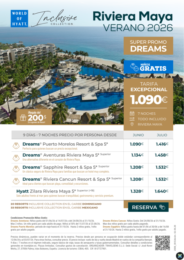 Riviera Maya desde 1.090 &euro; · Hoteles Dreams + Niños Gratis · 9D/7N Todo Incluido y vuelos