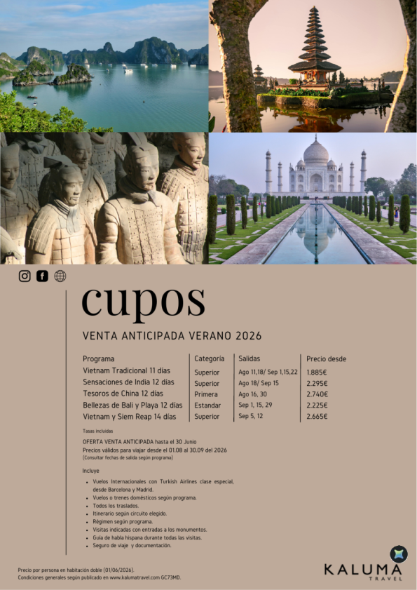Salidas Especiales con Cupos - ASIA Verano 2026 - \