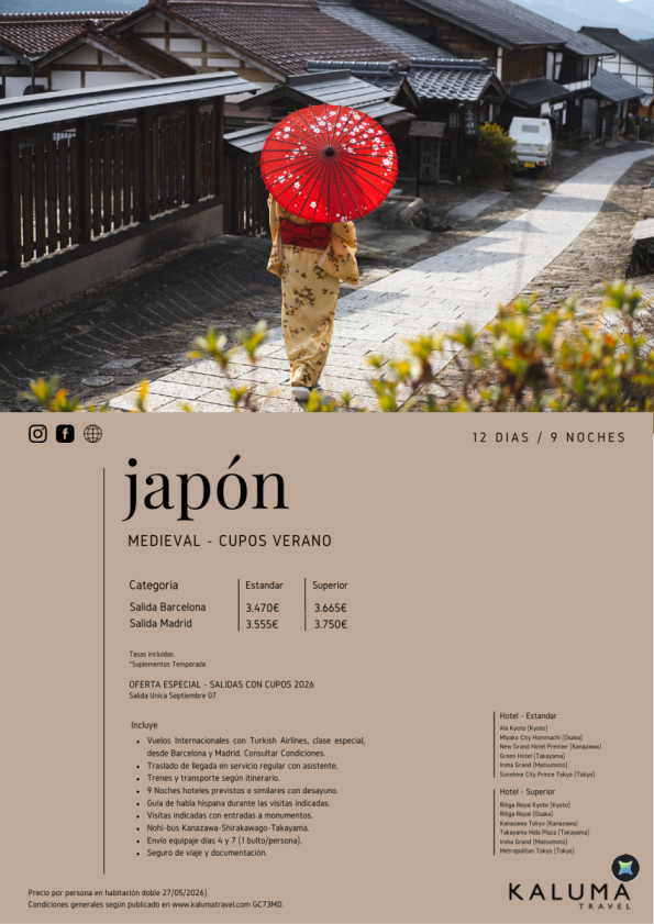 Japón Medieval - Salida Especial con Cupos 7 Septiembre desde 3.470 &euro; 