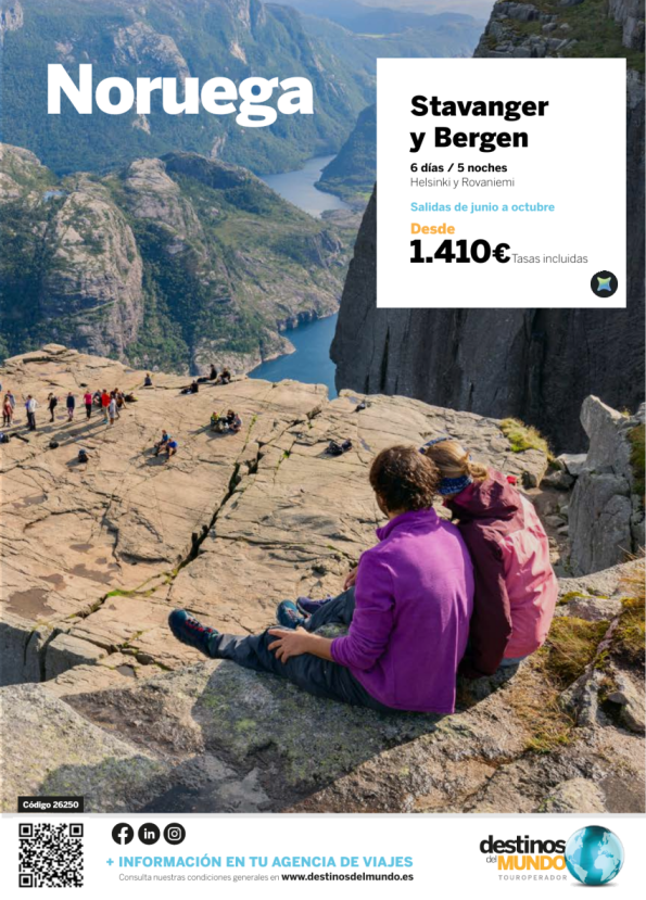 ??? Stavanger y Bergen 6 días / 5 noches salidas 2026: diarias del 1 abril al 27 octubre desde 1.410 &euro; ???