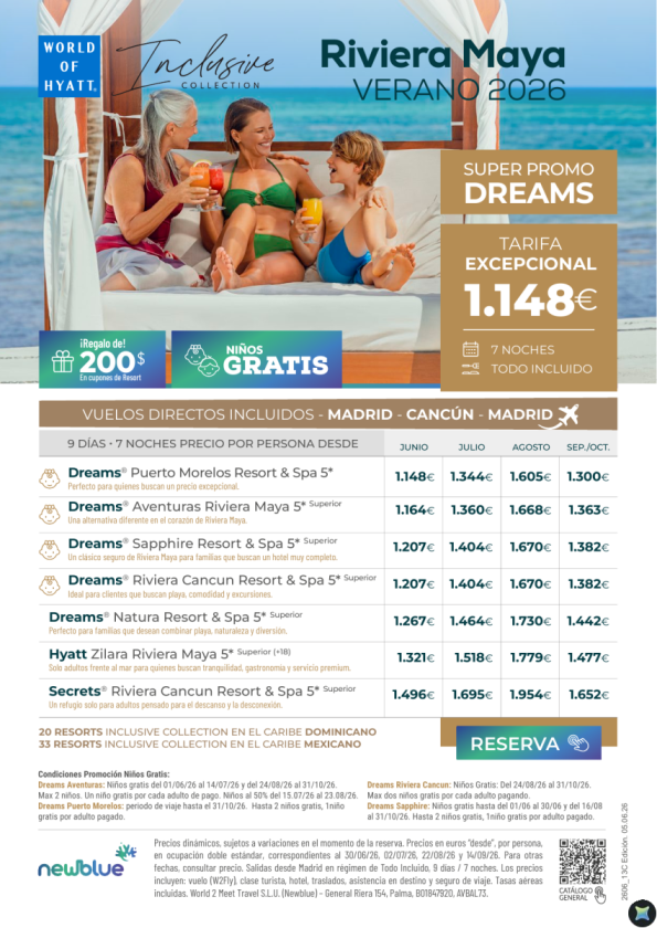 Verano/Otoño Tarifa excepcional Riviera Maya desde 1.148 &euro; · Niños Gratis - 9D/7N T.I - vuelos incluidos
