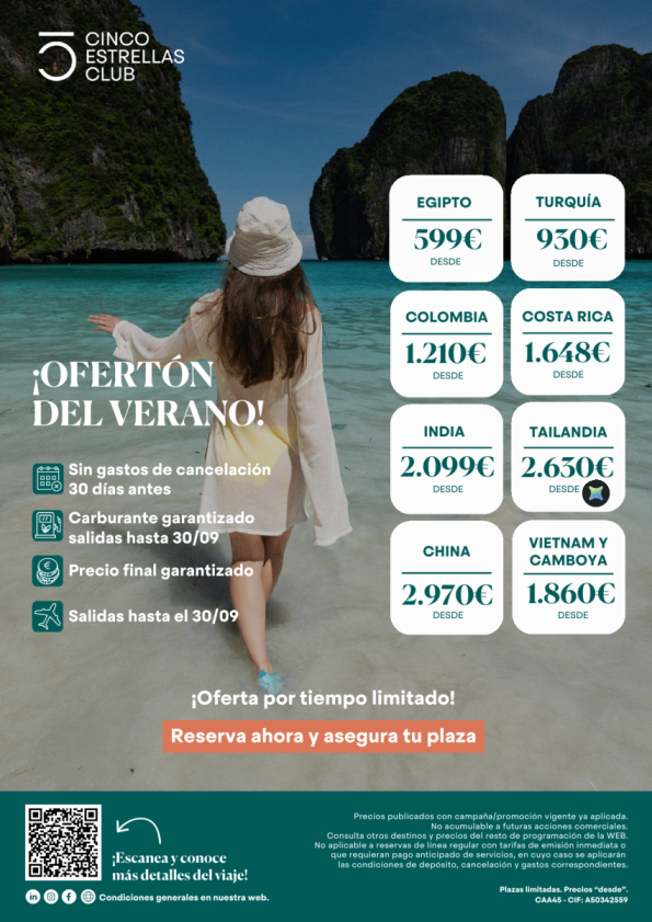 Ofertón del Verano dsd 599 Egipt, Turquia 930 &euro; ,Colombia 1.210 &euro; etc.entra y mira + precio y ventajas hast 30.09