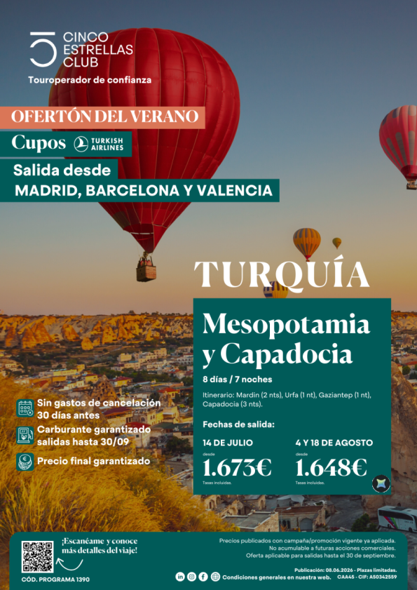 Ofertón Verano Cupo| Mesopotamia y Capadocia 8d/7n dsd 1.648 &euro; sal. julio y agosto dsd Mad,Bcn, . ver ventajas