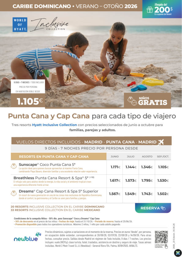 Punta Cana y Cap Cana desde 1.105 &euro; · Niños Gratis y vuelos incluidos - 9D/7N T.I