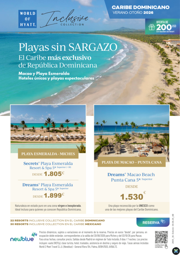 Playas sin Sargazo en República Dominicana desde 1.530 &euro; - Verano - Otoño - Miches y Macao