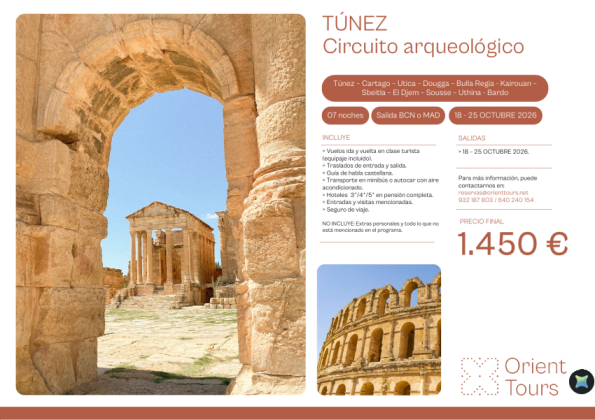 TÚNEZ ARQUEOLOGÍA - Salida especial 18-25 octubre 2026 con vuelos desde 1.450 &euro; 