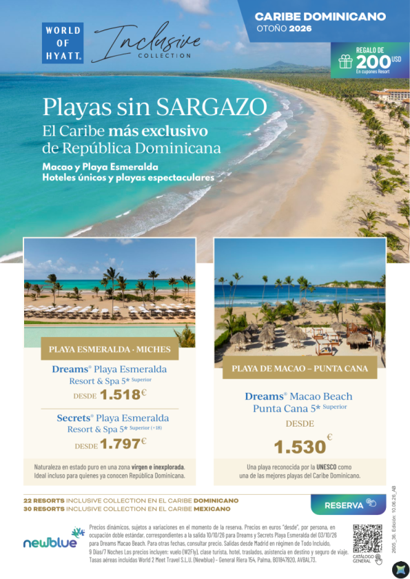 ?Super oferta en Miches, R. Dominicana. Dreams Playa Esmeralda Otoño - 1.518 &euro; 9D/7N T.I ?? incluidos