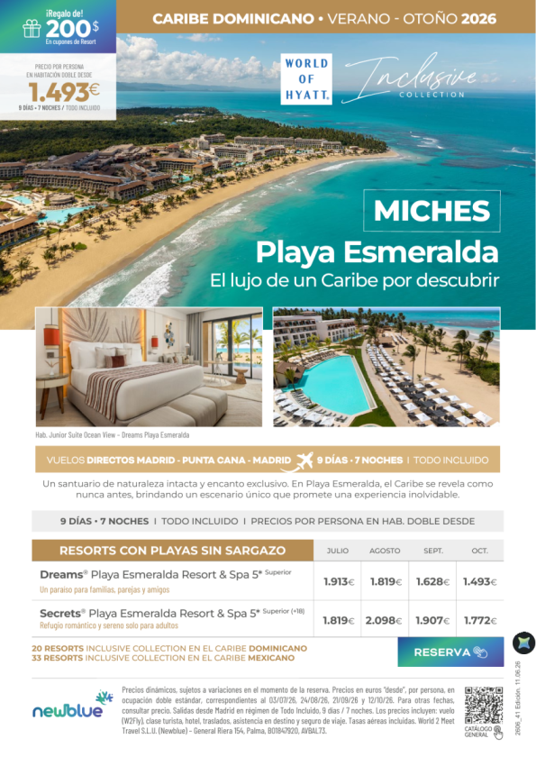 ?? Miches (R. Dominicana) desde 1.493 &euro; : Playa Esmeralda sin sargazo. Verano y otoño 2026
