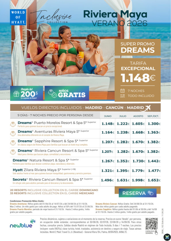 Verano/Otoño Tarifa excepcional Riviera Maya desde 1.148 &euro; · Niños Gratis - 9D/7N T.I - vuelos incluidos