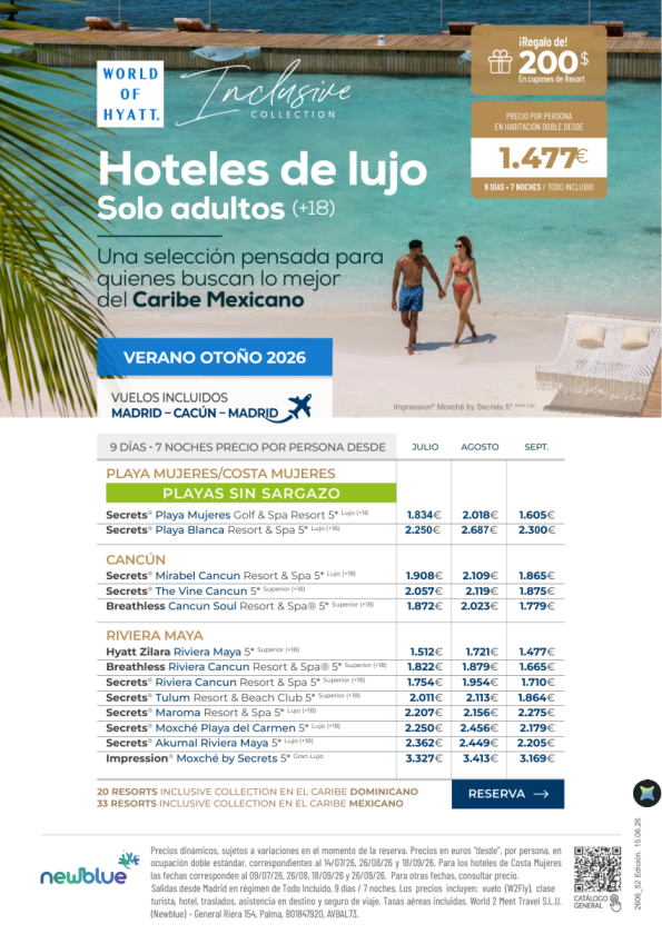 Hoteles de lujo solo adultos - Caribe Mexicano - Desde 1.477 &euro; 9D/7N - T.I ?? incluidos