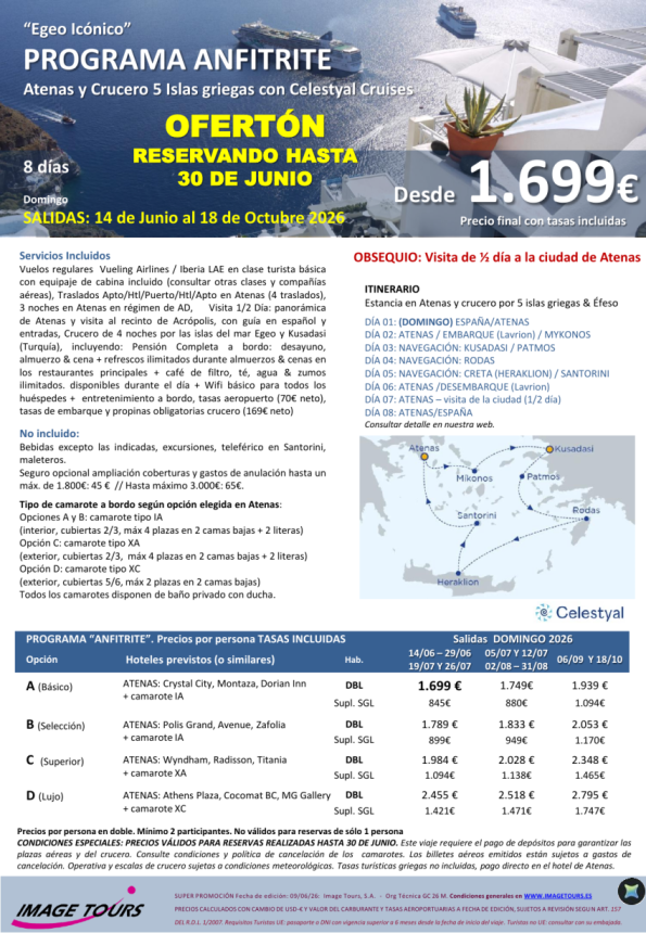 OFERTÓN GRECIA crucero 5 islas griegas y Atenas, bco Celestyal Discovery, salidas jun-oct dsd 1.699 &euro; tax incl.