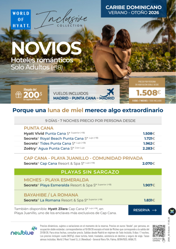 ? Lunas de miel en Caribe Dominicano desde 1.508 &euro; - Resorts románticos Solo Adultos 9D/7N - T.I +??