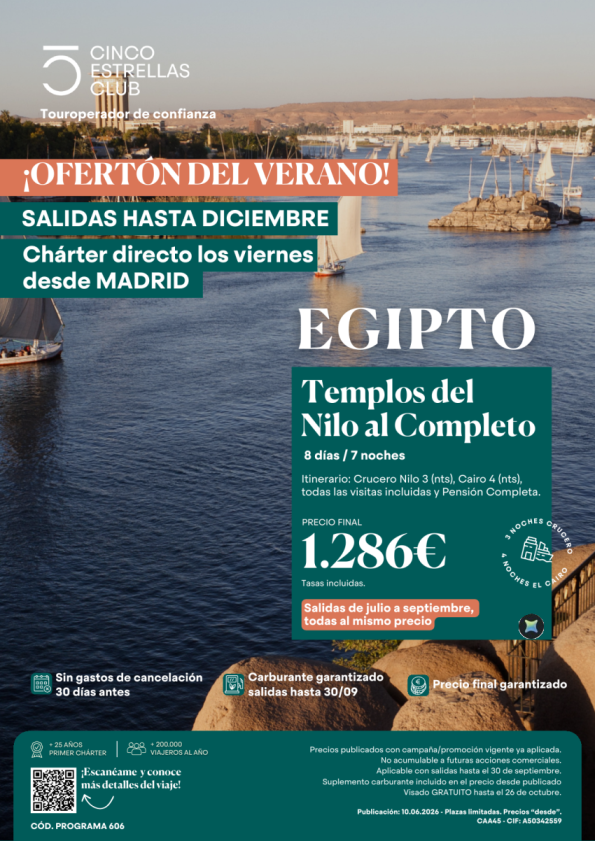 Ofertón verano | Templos del Nilo  Completo 8d/7n pvp dsd 1.286 &euro; sal.viernes días 3 y 10 Julio, Agos y sept