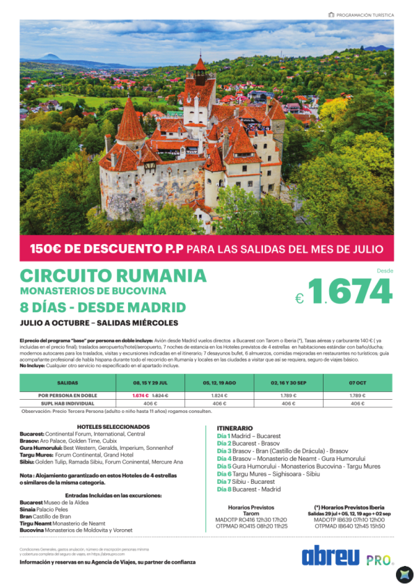Rumanía monasterios de Bucovina - Descuento para viajar en julio