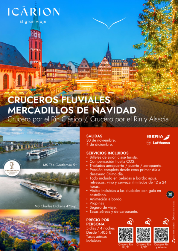 Cruceros fluviales mercadillos de Navidad. Crucero por el Rin Clásico - Crucero por el Rin y Alsacia