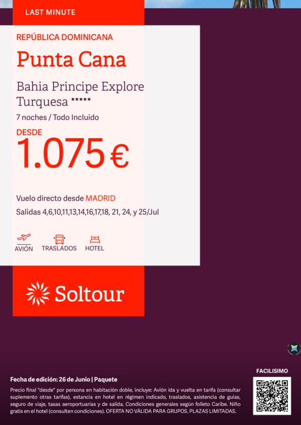 Punta Cana en Bahia Principe Explore Turquesa desde 1.075 &euro; , salidas en Julio desde Madrid