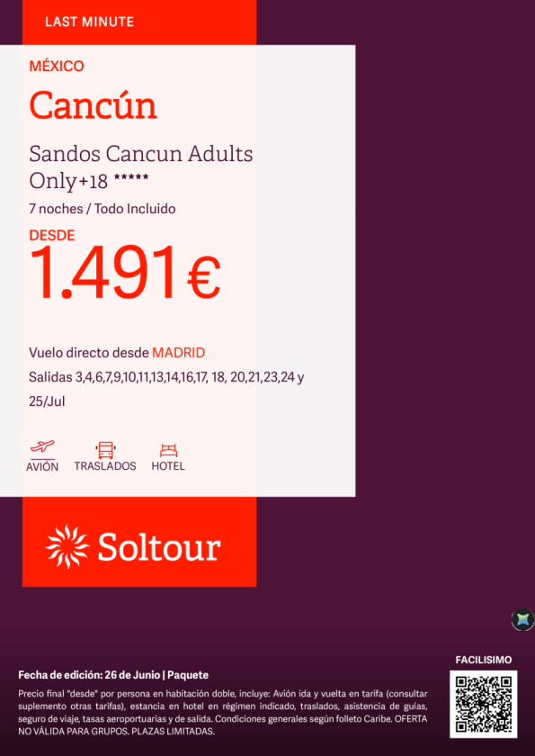 Cancún en Sandos Cancun Adults Only  18 desde 1.491 &euro; , salidas en Julio desde Madrid