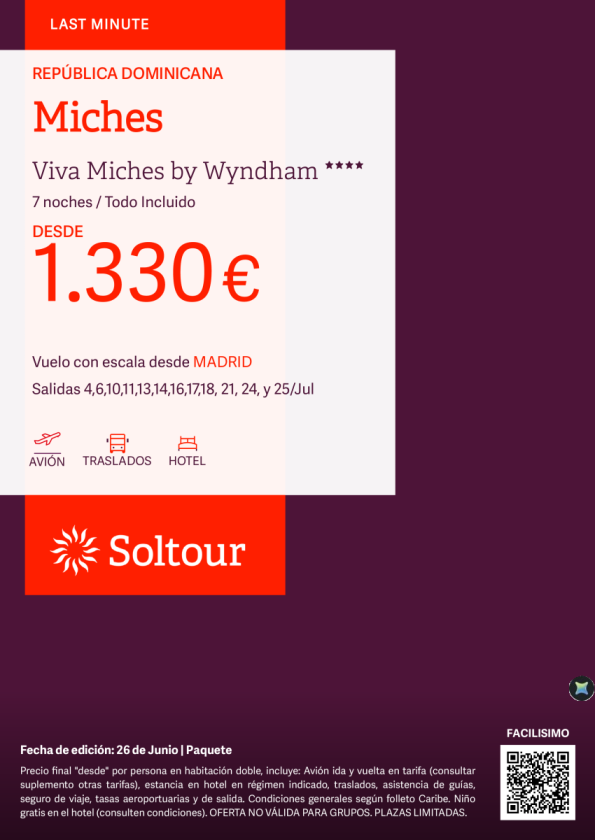 Miches (República Dominicana) en Viva Miches by Wyndham desde 1.330 &euro; , salidas en Julio desde Madrid