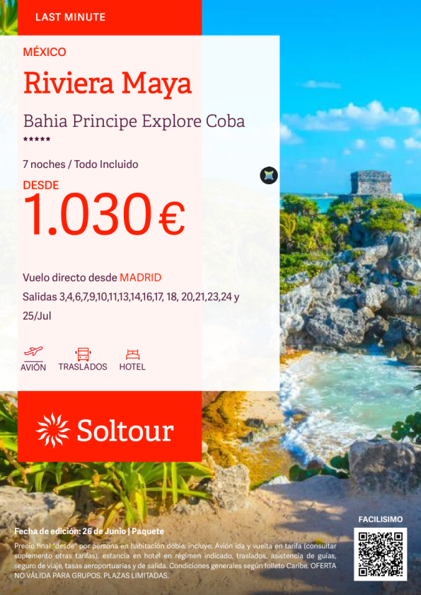Riviera Maya en Bahia Principe Explore Coba desde 1.030 &euro; , salidas en Julio desde Madrid