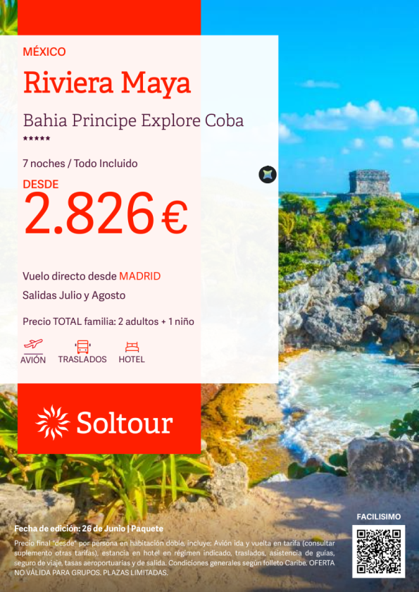 Riviera Maya en Familia en Bahia Principe Explore Coba desde 20826 &euro; , salidas en Julio y Agosto desde Madrid