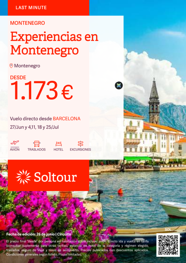 Experiencias en Montenegro desde 1.173 &euro; , salidas 27 Junio, 4, 11, 18 y 25 Julio desde Barcelona