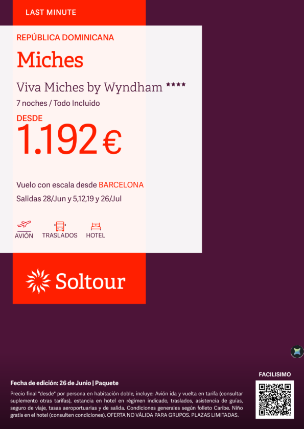 Miches (República Dominicana) en Viva Miches by Wyndham desde 1.192 &euro; , salidas 28 Junio, 5, 12, 19 y 26 Julio desde Barcelona
