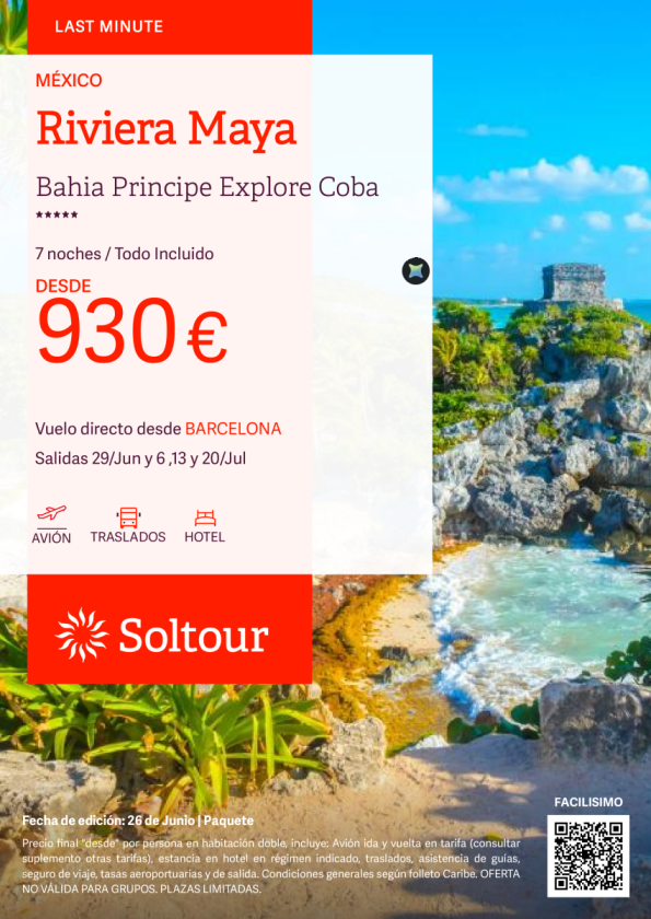 Riviera Maya en Bahia Principe Explore Coba desde 930 &euro; , salidas 29 Junio, 6, 13 y 20 Julio desde Barcelona