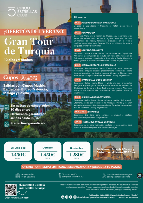 Ofertas Verano\'26 |Cupos Tk | Gran Tour Turquia dsd 1.280 &euro; 10d/9n dsd Mad,Bcn,Bio,Vlc, Agp,Svq