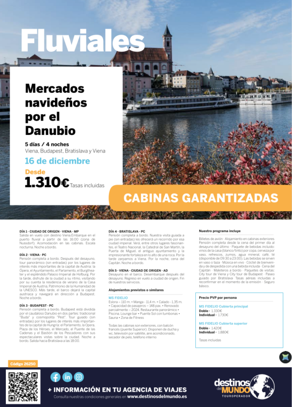 ?? Mercados navideños por el Danubio 5 días / 4 noches salida 2026: 16 de diciembre desde 1.330 &euro; ??