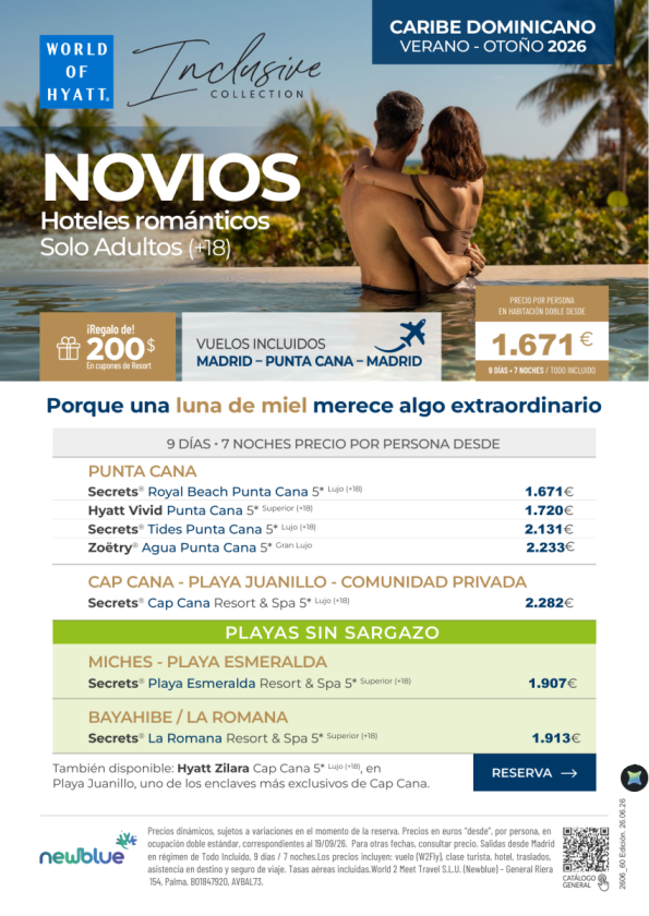 ? Lunas de miel en Caribe Dominicano desde 1.671 &euro; - Resorts románticos Solo Adultos 9D/7N - T.I +??