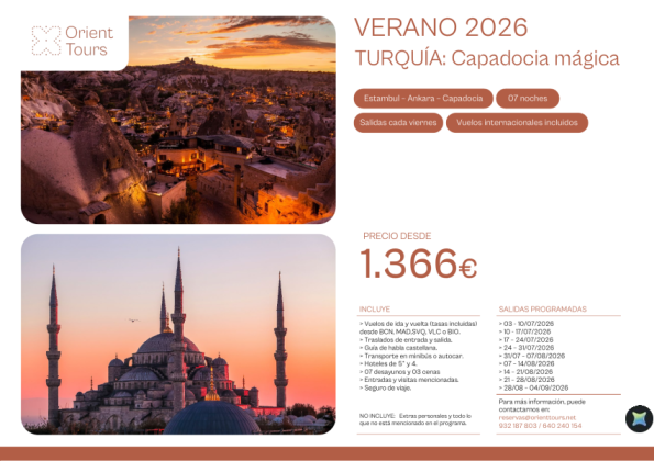VERANO 2026 - Capadocia mágica  07 noches con vuelos incluidos desde 1.366 &euro; 