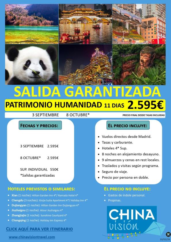 China desde Madrid salidas garantizadas Sep-Oct