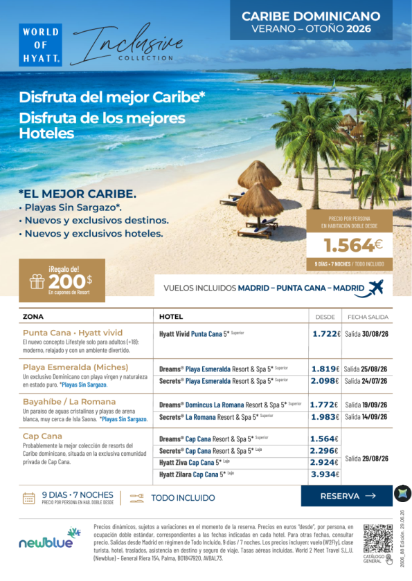 El mejor Caribe, los mejores Hoteles. Playas sin sargazo en Dominicana . Desde 1.564 &euro; T.I y ?? incluidos