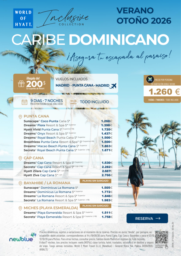 Septiembre en Dominicana desde 1.260 &euro; - Hoteles Hyatt Solo Adultos y familiares. 9D/7N T.I y ??incluidos