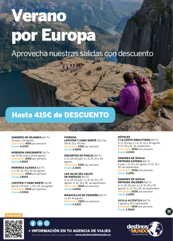 ??VERANO por EUROPA aprovecha nuestras salidas con descuento ¡Hasta 415 &euro; de descuento!??