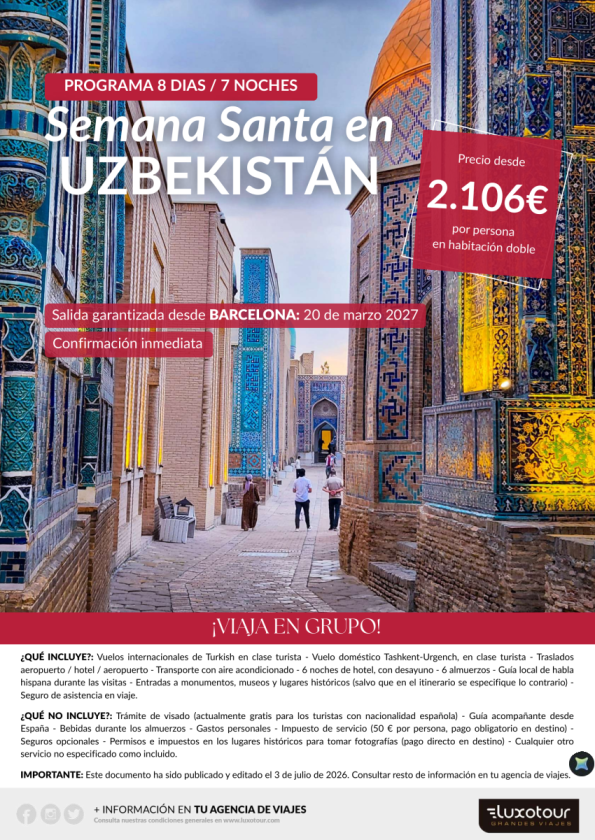 Semana Santa en Uzbekistán, desde Barcelona